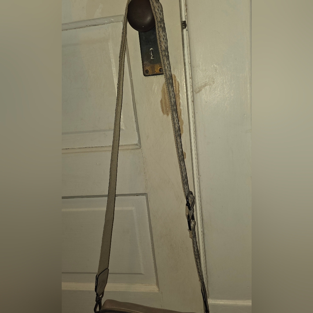 Beige and Gray Strap with Metal Buckle